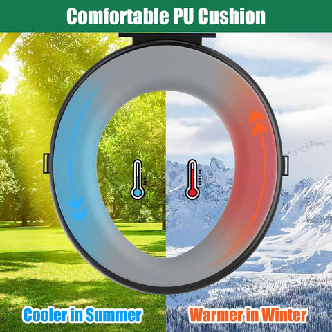 Universal 5 Gallon Bucket Toilet Seat With Pillowy Comfort And Snug Lid, featuring comfortable PU cushion for temperature control.