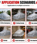 Heavy Duty Silicone Coated Fiberglass Vehicle Fire Blanket Badass Auto Protection Shield For Electric Cars And Trucks used in various emergency scenarios.