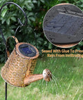 Solar Outdoor Garden Lantern Lights With 80 Color LED, waterproof bronze watering-can design with solar panel in rain
