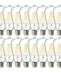 16 Pack LED ST64 Filament Bulbs Waterproof And Dimmable, 800 Lumens, 8W 60W Equivalent, ST19 Compatible, clear vintage glass