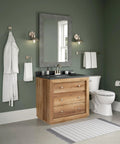 Square Stainless Steel Hand Towel Ring Holder For Bathroom And Kitchen Durable Brilliance Finish beside vanity mirror