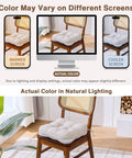 Ultra Plush Dining Chair Cushions Set Of 4 3.5 Inch Thick With Ties Non Slip Backing 15.5 By 15.5 Inches Beige Memory Foam