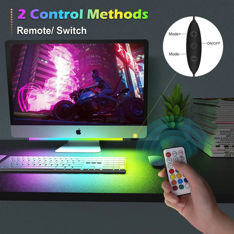 Dope RGB Under Monitor Light Bar For Gaming Setup With Remote USB Powered Desk LED Dynamic Rainbow Effects 351 Modes