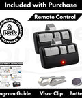 Universal Garage Door Opener Remote With 3 Buttons, Extra Long Range, Compatible With Models From 1993 To Present, 2-pack