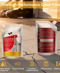 Tough As Nails Concrete Crack Filler Eight Piece High Elasticity Self Leveling Sealant Waterproof Cement Repair For Driveway And Patio Quick Dry Gray Adhesive Indoor Outdoor Joint Caulking package shown on a driveway.