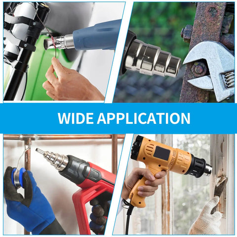 Four Pcs Heat Gun Nozzle Kit Pro Grade Stainless Steel Reflector Nozzle Curved Nozzle And Round Nozzles Three-Layer And Five-Layer