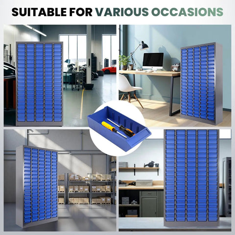 Heavy Duty 100 Drawer Parts Cabinet With ABS Plastic Drawers Adjustable Dividers And Label Holders in various settings
