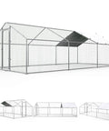 Massive Metal Chicken Coop With Walk In Run And Covered Spire Roof For Backyard Poultry Pen Ideal For Chickens Ducks And Rabbits