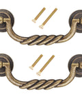 Two Pack Vintage Bronze Cabinet Pulls 4.25 Inch Center To Center For Doors Cabinets Chests And Drawers With Included M4 Screws 25mm And 40mm