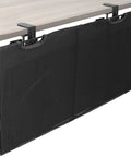 30 Inch Clamp On Desk Skirt With Privacy Panel And Cable Management System attached to desk, black, 0.4-2.0 inch thick clamp