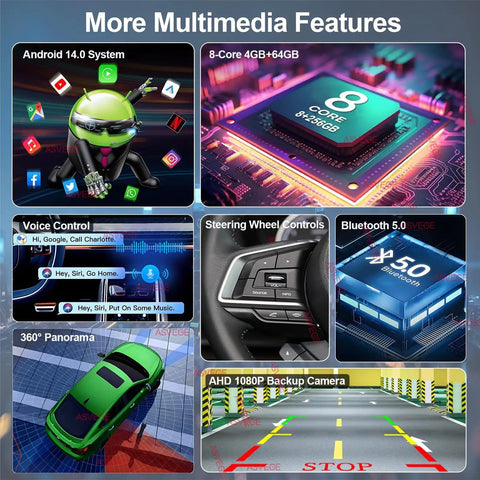 Wireless CarPlay And Android Auto Dash Kit for Toyota 4Runner with multimedia features such as 8-core processor and voice control.