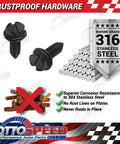 Rustproof License Plate Screws With Nylon Inserts For US Domestic Vehicles Stainless Steel Fastener Kit Black Slotted