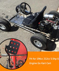Go Kart Pedals Kit With 71 Inch Throttle Cable And Brake Return Springs For Predator 196cc 212cc 6.5hp Road Rocket Azusa Radio Flyer Vintage Carter Super Wheel Kids Go Kart shown unassembled with throttle pedal close-up.