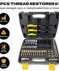 61 Piece Thread Restorer Kit Rethread Set With Taps Dies Thread Files And Pitch Gauges UNC UNF Metric For Repairing Damaged Bolts Nuts And Screws