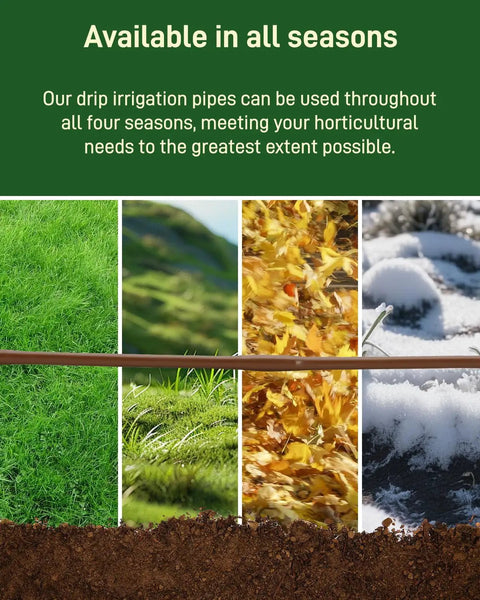 One Quarter Inch Drip Irrigation Tubing With Six Inch Emitter Spacing, 100 Foot Roll, Built In 0.5 GPH Dripper for all seasons