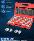 Beefy Pro Grade Industrial Hydraulic Cap And Plug Kit For JIC And ORFS Fittings 180 Piece Set in red case with carbon steel caps