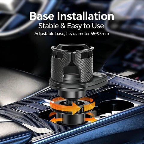 Universal Adjustable Car Cup Holder Expander Insert Base fits securely in center console with adjustable base for large mugs.