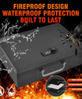Portable Fireproof Document Safe Box With A 3 Digit Combination Lock for valuables, featuring fireproof and waterproof metal design.