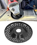 Rock Solid Spike Grinding Disc Multi Hole Shaping Wheel For Angle Grinder shown in use with a grinder, designed for rapid wood carving.