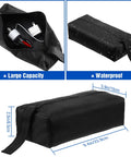 Black carrying case for Circuit Breaker Finder Accessory Kit With Clips Light Socket Adapter And 3 Prong To 2 Prong Grounding Outlet Adapter Plus Handy Carrying Case For ET300 ET310 Compatibility Upgrade Must Have For DIY Home Electrical Projects showing large capacity and waterproof features with dimensions 9.4 x 3.9 x 2.5 inches.