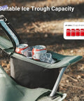 Ultralight Portable Folding Camping Chair For Adults With Cup Holder And Cooler Pouch, showing cooler with ice and soda cans.