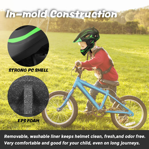 Two In One Kids Bicycle Helmet With Detachable Full Face Shield, Adjustable Size 20.5 To 22 Inches, Breathable Kid Friendly Half Shell To Full Face Protection, Ideal For Cycling, Skateboard, And Scooter For Children