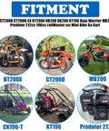 Fitment chart showing compatibility for Jet Upgrade Kit For Predator 212cc Coleman CT200U Trail with various mini bikes and go-karts.