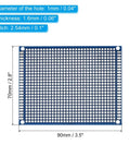 Double Sided FR-4 PCB Board Kit Blue Perfboard 5 Pack 3.5 X 2.8 Inch 1.6mm Thick 2.54mm Grid 0.04 Inch Hole Through Hole Layout