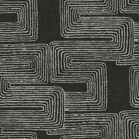 Close-up of Nikki Chu Black And White Zulu Signature Peel And Stick Wallpaper Roll bold modern pattern in black and white