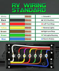 Hassle Free 8 Foot 7 Way Trailer Wiring Harness Kit With Junction Box And 7 Pin Plug Cord, color-coded wires and connections.
