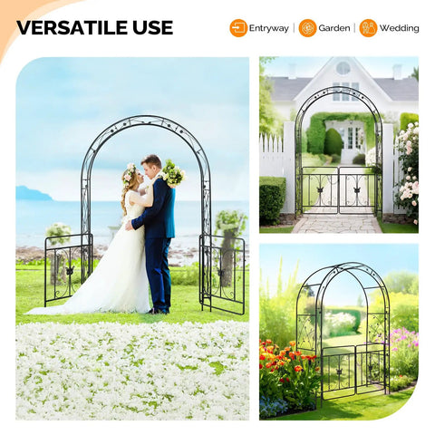 Sturdy Garden Arbor Arch For Weddings And Parties, Heavy Duty Steel Trellis For Climbing Plants, Outdoor Pergola Decor