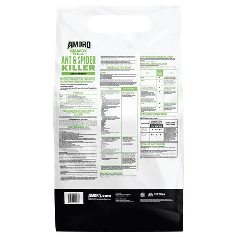 Ants And Spiders Granules Kills Lawn And Garden Pests Shaker Bag 3 Lb back label with instructions and ingredients