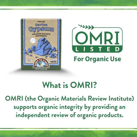 OMRI listed Organic Garden Gypsum Calcium Sulfate Granules for clay soil in 5 lb bag
