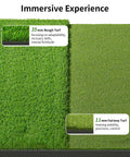 Dual Turf Golf Mat With Ball Tray And Alignment Guide, showing 35mm rough turf and 11mm fairway turf for swing training