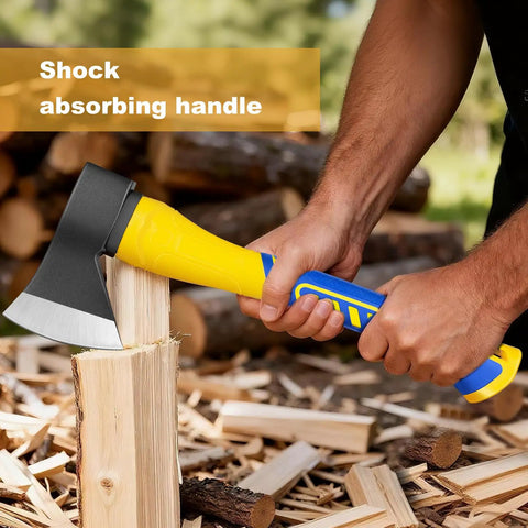 14 Inch Wood Hatchet For Serious Outdoorsmen, Heavy Duty Camp Chopping Axe with forged steel blade splitting wood