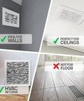 White Acrylic Plexiglass Vent Cover For Walls And Ceilings 10x10 Duct Opening With 12x12 Overall Size, not for floor use, wave pattern