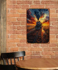 Steam Locomotive Sunset Railway Posters Aluminum Metal Signs 8 By 12 Inch Wall Decor For Living Room Bedroom And Bathroom Dope Vintage Train Art Gift Idea