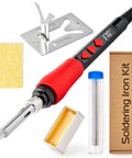 60W 120V Soldering Iron Kit With Digital LED Display 5 In 1 Includes Solder Wire Flux Rosin Paste Mini Stand Sponge Handy Portable Fast Heating