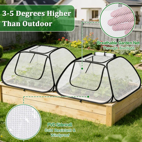 Two Pack Garden Bed Covers For 6x3 Ft Raised Beds With Zippered Openings On Sides And Top Insulated Greenhouse Style Plant Protectors For Seedlings Vegetables And Fruits Winter Frost Protection For Garden Rows