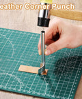 Using a Leather Corner Punch Set in 5 Sizes 10mm 15mm 20mm 30mm 40mm Half Round Arc Shaped Edge Cutter on leather material for DIY projects