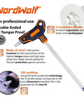 9 Piece T Handle Torx Wrench Set With S2 Steel Long Arm Security Star Keys T10 Through T50 in box, focus on T-handle and blade.