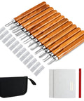 Wood Carving Knife Set 20 Piece Kit With Carbon Steel Blades And Electrolytic Coating For DIY Sculpture And Carving Projects Pro