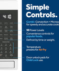 Control panel of 4-In-One Countertop Microwave Oven With Air Fry, Convection Bake And Broil, 1.0 Cu Ft, 1050W, Stainless Steel