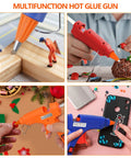 Four scenes using Eight Piece Mini Hot Glue Gun Kit For Crafts And DIY Projects Multicolor 20 Watt Glue Guns