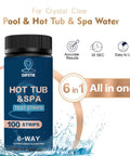 6 In 1 Pool And Spa Test Strips For Quick Water Checks Of pH Hardness Bromine And Chlorine With 100 Counts Pack For Hot Tubs Pools And Spa Maintenance
