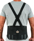 Back view of man wearing ProFlex 1600 Back Support Brace With 9 Inch Extended Support Beefed Up For All Day Comfort High Cut Front For Mobility