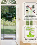 Reversible Screen Door With Magnetic Closure For Sliding Doors And Doorways Heavy Duty Fiberglass Bug Mesh That Keeps Bugs Out Self Closes Left Or Right Side Opening Pet Friendly 36 By 96 Inches installed on door