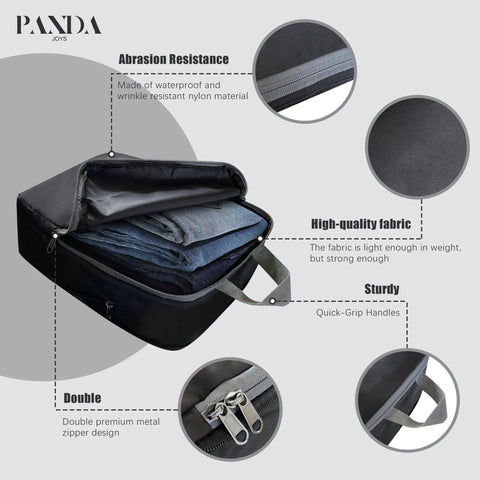 4 Piece Compression Packing Cubes Set For Travel Expandable Carry On Organizers Space Saving Luggage Bags Black with open top view