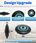 Heavy Duty Dryer Repair Kit With WPW10314173 Drum Rollers side view and dimensions against a white background