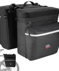 34L Waterproof Bike Pannier Bag With Rain Cover For Rear Rack all weather ready saddle bag black on bike